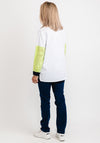 Inco Laser Cut Sleeve Oversized Shirt, White, Navy & Lime