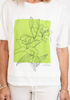Inco Floral Graphic Print Top, White & Lime