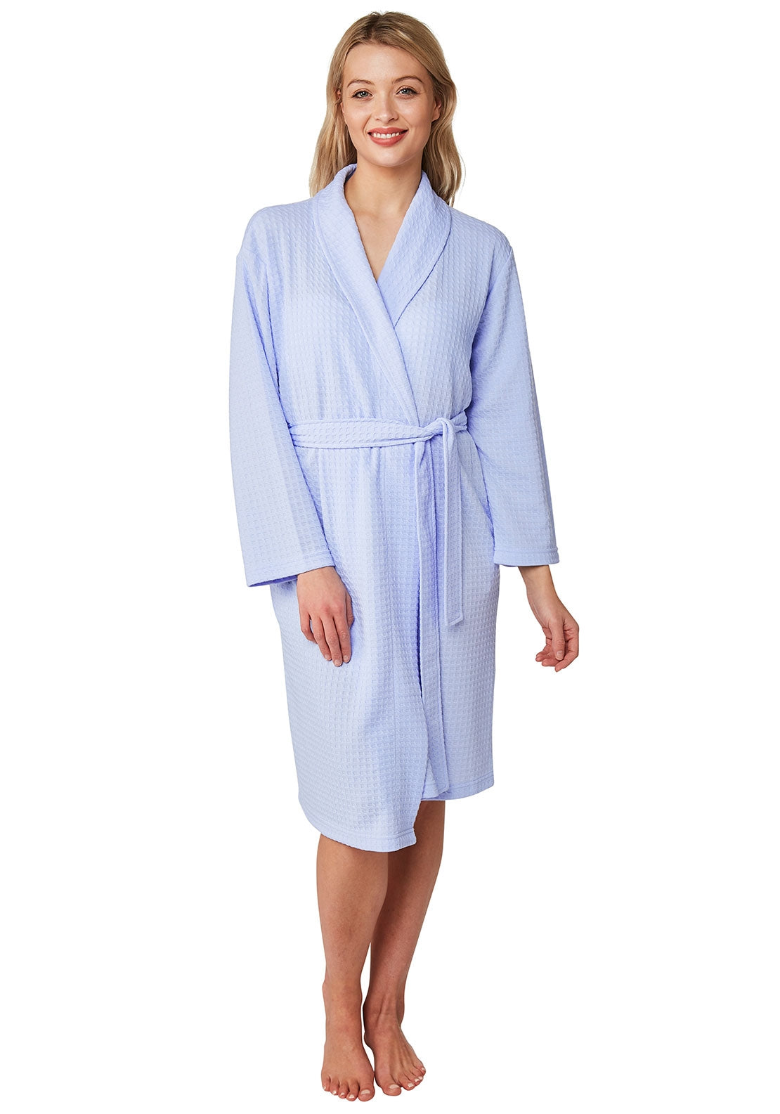 Indigo Sky Waffle Print Dressing Gown, Blue