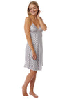 Indigo Sky Stripe Print Satin Nightdress, Grey