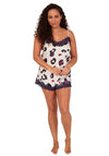 Indigo Sky Leopard Print Satin Short Pyjama Set, Ivory
