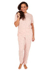 Indigo Sky Star Print Pyjama, Scrunchie & Eye Mask Set, Pink