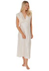 Indigo Sky Satin Lace Trim Nightdress, Champagne