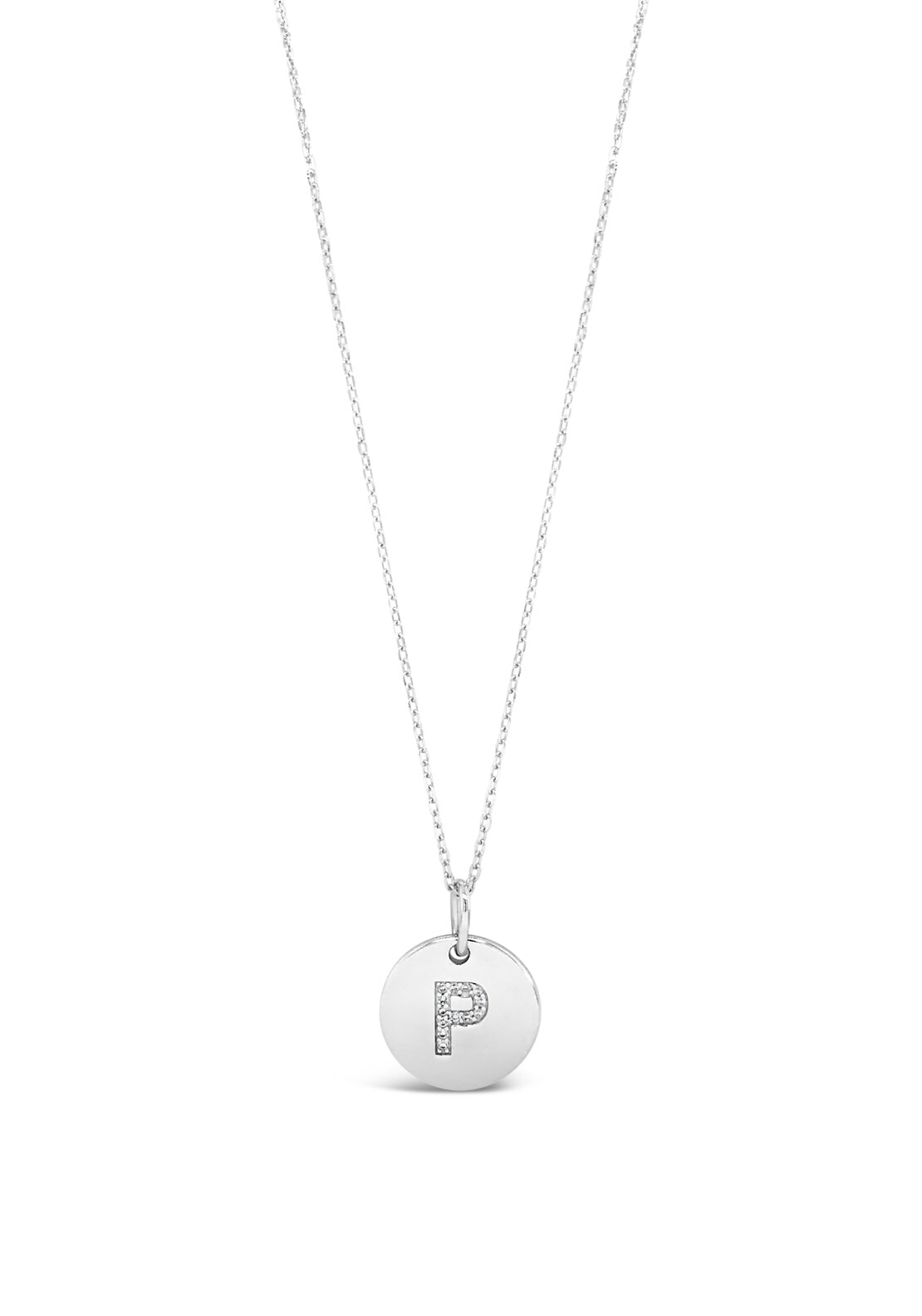 Absolute P Initial Necklace, Silver