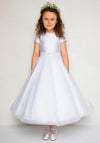 Isabella IS22124 Floral Tulle Skirt Communion Dress, WHite