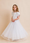Tinkerbelle IS20594 Satin Bow Back Communion Dress, White