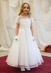Isabella IS21943 Lace Bodice Tulle Communion Dress, White