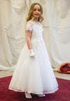 Isabella IS21943 Lace Bodice Tulle Communion Dress, White