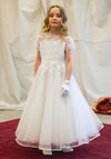 Isabella IS21943 Lace Bodice Tulle Communion Dress, White