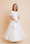Isabella IS22148 Floral Lace Communion Dress, White
