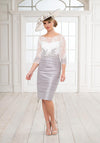 Ispirato Lace Illusion Bodice Ruched Dress, Slate & Cream