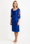 Ispirato Ruched Lace Applique Midi Dress, Ink Blue