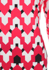 Lizabella Geometric Print Pencil Dress, Red Multi