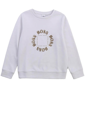 Hugo Boss Circle Logo Crew Neck Jumper, White