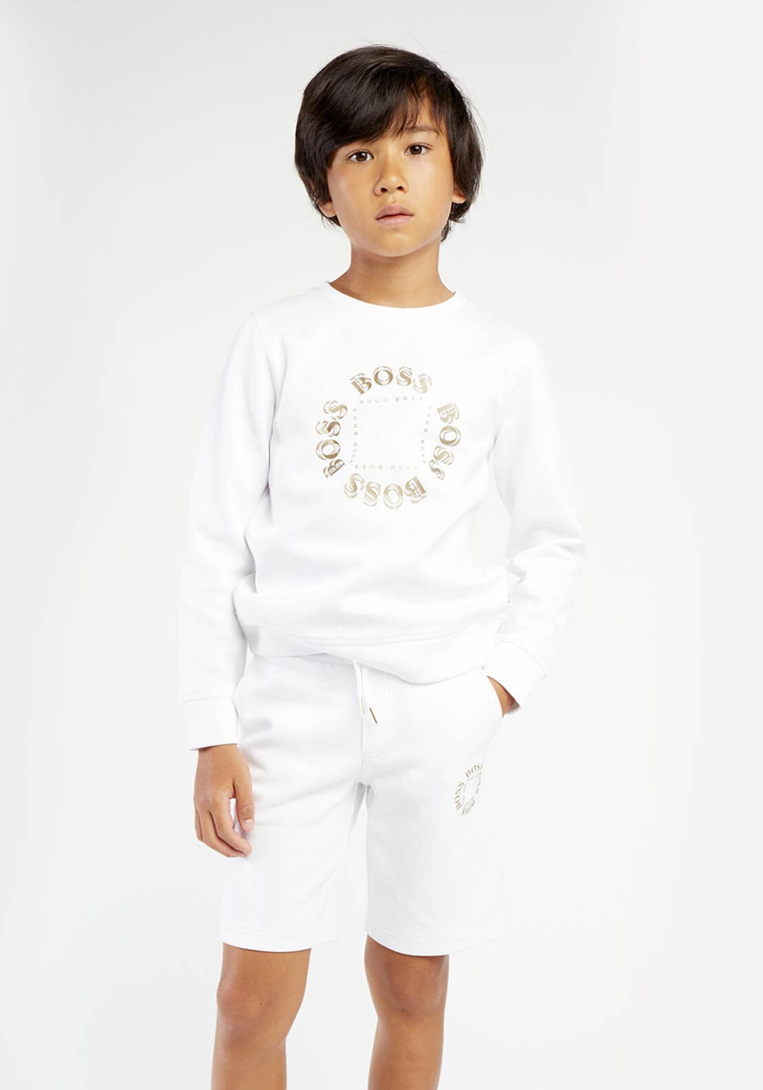 Hugo Boss Circle Logo Crew Neck Jumper, White