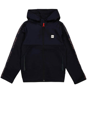 Hugo Boss Tape Logo Zip Hoodie, Navy