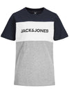 Jack & Jones Boys Logo Block T-Shirt, Navy Blazer