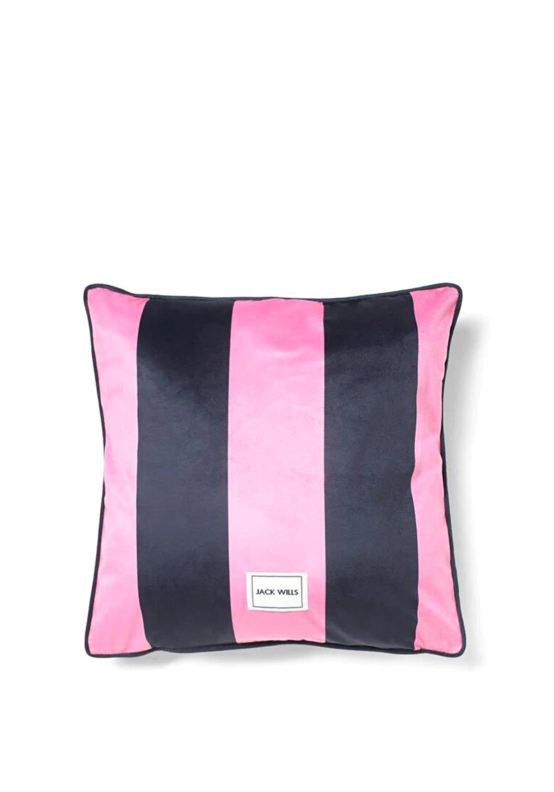 Jack Wills Heritage Stripe Cushion, Navy & Pink