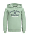Jack & Jones Boys Logo Sweat Hoodie, Granite Green