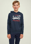 Jack & Jones Boys Logo Sweat Hoodie, Navy Blazer