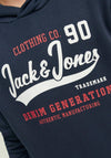 Jack & Jones Boys Logo Sweat Hoodie, Navy Blazer