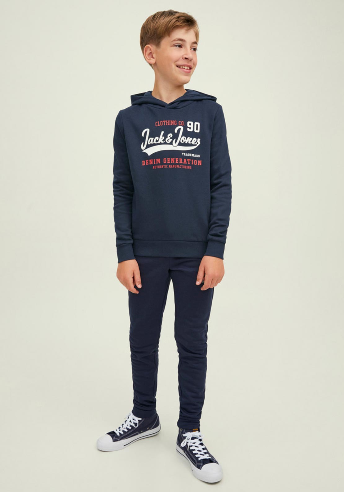 Jack & Jones Boys Logo Sweat Hoodie, Navy Blazer