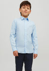 Jack & Jones Boys Joe Long Sleeve Plain Shirt, Cashmere Blue