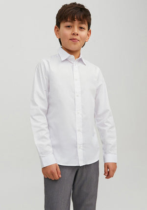 Jack & Jones Boys Joe Long Sleeve Plain Shirt, White