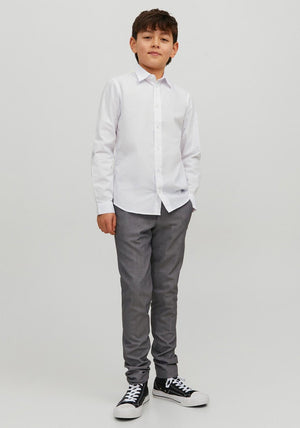 Jack & Jones Boys Joe Long Sleeve Plain Shirt, White