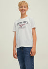 Jack & Jones Boys Short Sleeve Logo Blocking Tee, Cloud