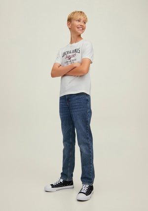 Jack & Jones Boys Short Sleeve Logo Blocking Tee, Cloud