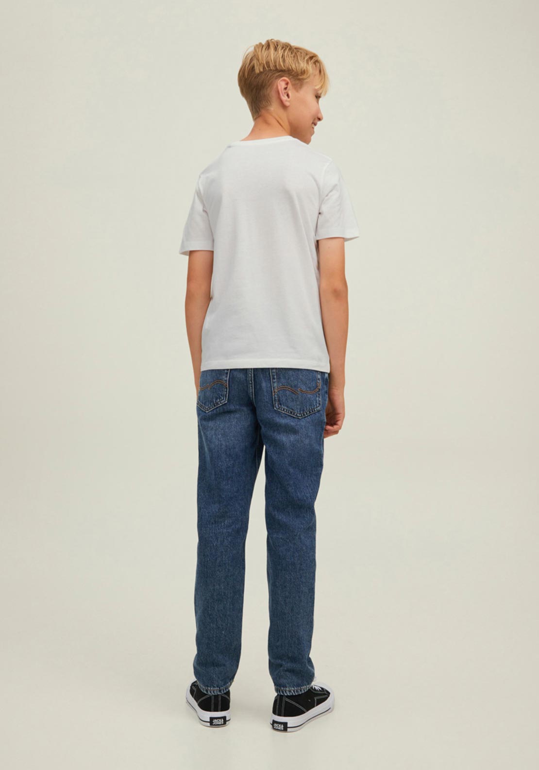 Jack & Jones Boys Short Sleeve Logo Blocking Tee, Cloud
