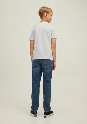 Jack & Jones Boys Short Sleeve Logo Blocking Tee, Cloud