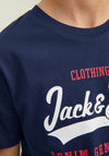 Jack & Jones Boys Short Sleeve Logo Blocking Tee, Navy