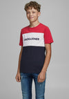 Jack & Jones Boys Logo Block Tee, Tango Red