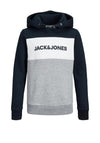 Jack & Jones Boys Logo Blocking Hoody, Navy Multi