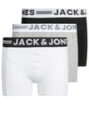 Jack & Jones Boys Sense 3 Pack Boxers, Monochrome
