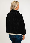 Jayley One Size Faux Fur Teddy Short Coat, Black