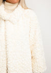Jayley One Size Faux Fur Teddy Short Coat, Cream