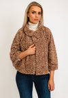 Jayley One Size Faux Fur Teddy Short Coat, Brown