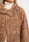 Jayley One Size Faux Fur Teddy Short Coat, Brown