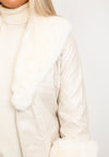 Jayley One Size Faux Fur Collar & Cuff Short Coat, Cream