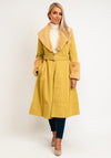 Jayley One Size Faux Fur Collar & Cuff Long Coat, Yellow