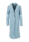 Jayley One Size Faux Fur Collar & Zip Cuff Long Coat, Blue