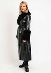 Jayley One Size Faux Fur Collar & Cuff Long Coat, Black