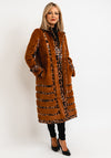 Jayley One Size Leopard Print Faux Fur Faux Suede Coat, Brown