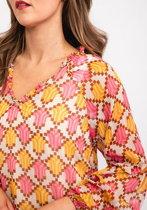JDY Luna Abstract Print Blouse, Multi