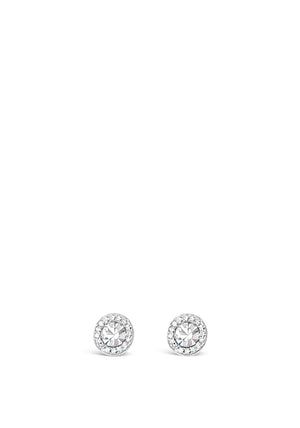 Absolute Diamante Halo Stud Earrings, Silver