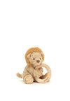 Jellycat Small Fuddlewuddle Lion Wooden Ring Rattle, Tan