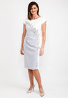 John Charles Colour Block Dress & Bolero Set, Silver & White